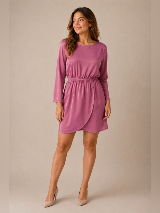 J. Crew Dresses & Skirts - NWT J.Crew Beautiful Velvet Feel Pink Long Sleeve Dress Stretch Waist Size 2
